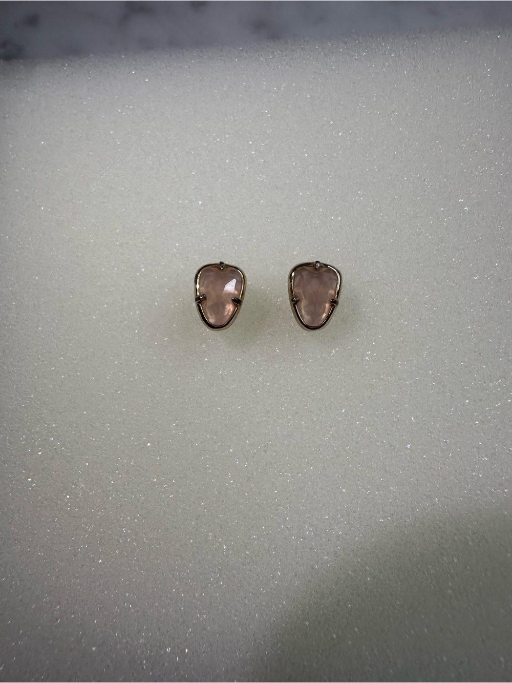 Kendra Scott Blush Pink Rose Quartz Gold Stud Earrings